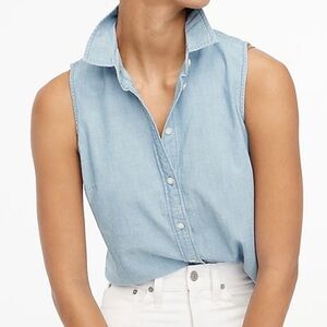 J Crew Chambray button up sleeveless shirt